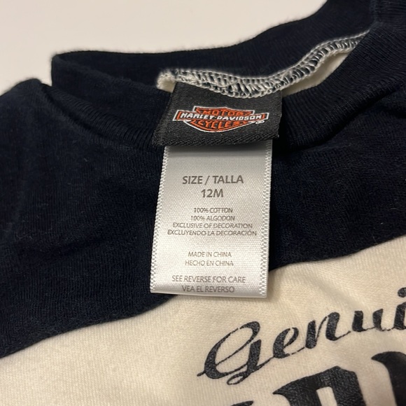 Harley Davidson, 12 month, long sleeve onesie, snap button - Picture 2 of 7